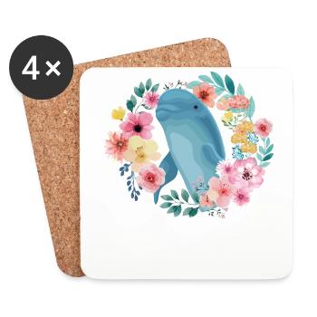 Fleur de dauphin Floral - Dessous de verre (lot de 4) - blanc - Devant