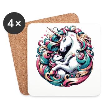 Unicorn Mother Child Love - Coasters (set of 4) - white - Front