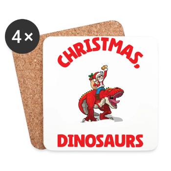 Dino Junge Boy Kinder Weihnachen Liebe Dinosaurier - Untersetzer (4er-Set) - Weiß - Vorne