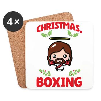 Christmas Love Boxing Boxer Weihnachtsgeschenk - Untersetzer (4er-Set) - Weiß - Vorne