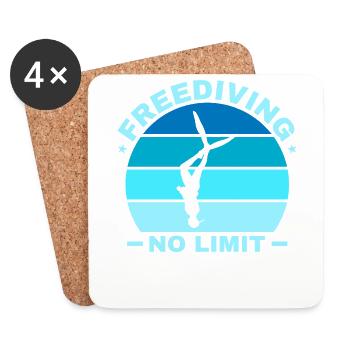 Tauchen, Apnoetauchen, Apnoe No Limit Freediving - Untersetzer (4er-Set) - Weiß - Vorne