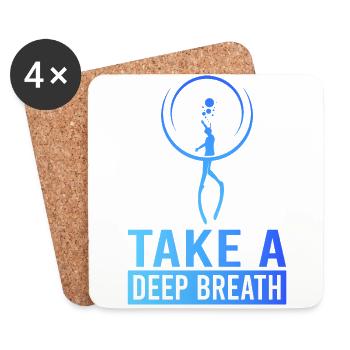 Tauchen, Apnoetauchen, Apnoe No Limit Freediving - Untersetzer (4er-Set) - Weiß - Vorne