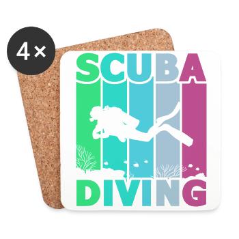 Tauchen, Apnoetauchen, Apnoe No Limit Freediving - Untersetzer (4er-Set) - Weiß - Vorne