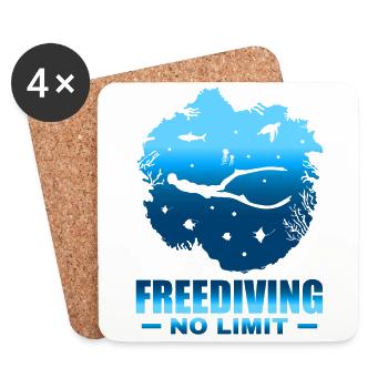 Tauchen, Apnoetauchen, Apnoe No Limit Freediving - Untersetzer (4er-Set) - Weiß - Vorne