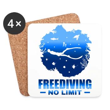 Diving, Apnea Diving, Apnea No Limit Freediving - Coasters (set of 4) - white - Front