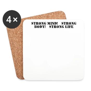 Fitness - Strong mind, strong body, strong life - Untersetzer (4er-Set) - Weiß - Vorne