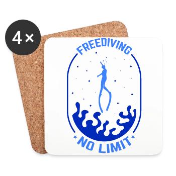 Tauchen, Apnoetauchen, Apnoe No Limit Freediving - Untersetzer (4er-Set) - Weiß - Vorne