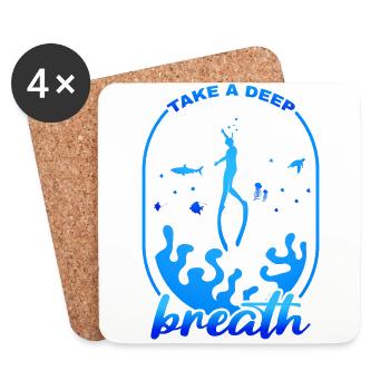 Diving, Apnea Diving, Apnea No Limit Freediving - Coasters (set of 4) - white - Front
