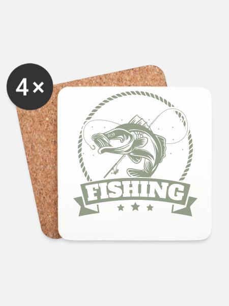 Angel, Angler, Fischer Fischen und Hecht Angeln - Untersetzer (4er-Set) - Weiß