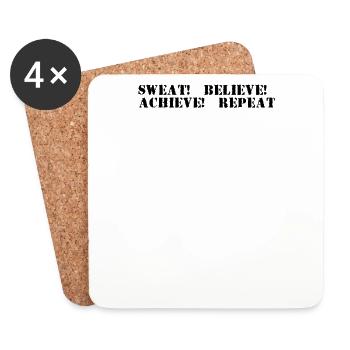 Fitness - Sweat, believe, achieve, repeat - Coasters (set of 4) - white - Front