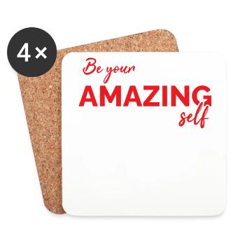 Be you! Self-confidence, positive thinking, motivation - Coasters (set of 4) - white - Front