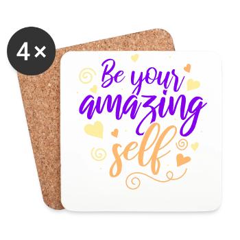 Be you! Selbstvertrauen, positiv Denken Motivation - Untersetzer (4er-Set) - Weiß - Vorne