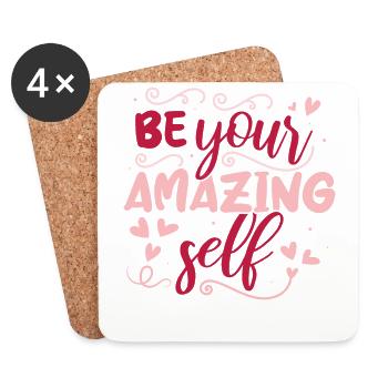 Be you! Selbstvertrauen, positiv Denken Motivation - Untersetzer (4er-Set) - Weiß - Vorne