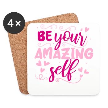 Be you! Selbstvertrauen, positiv Denken Motivation - Untersetzer (4er-Set) - Weiß - Vorne
