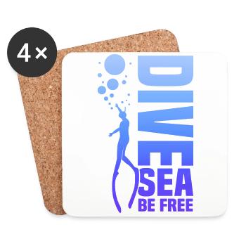 Diving, Apnea Diving, Apnea No Limit Freediving - Coasters (set of 4) - white - Front
