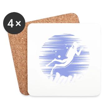 Plongée sous-marine, Plongée sous-marine, Vacances en mer - Dessous de verre (lot de 4) - blanc - Devant