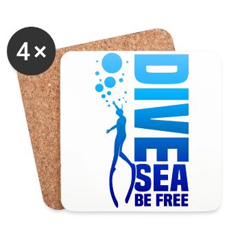 Diving, Apnea Diving, Apnea No Limit Freediving - Coasters (set of 4) - white - Front