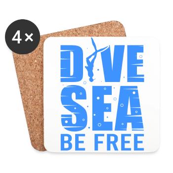 Tauchen, Apnoetauchen, Apnoe No Limit Freediving - Untersetzer (4er-Set) - Weiß - Vorne