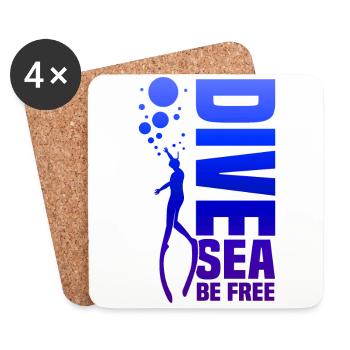 Tauchen, Apnoetauchen, Apnoe No Limit Freediving - Untersetzer (4er-Set) - Weiß - Vorne