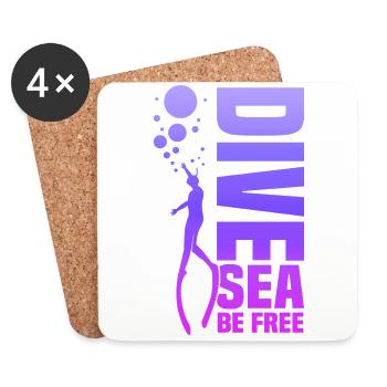 Diving, Apnea Diving, Apnea No Limit Freediving - Coasters (set of 4) - white - Front