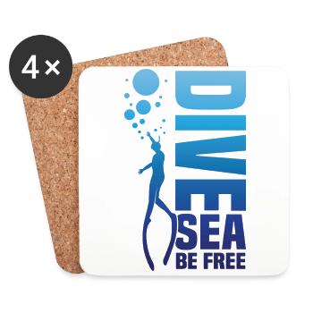 Diving, Apnea Diving, Apnea No Limit Freediving - Coasters (set of 4) - white - Front