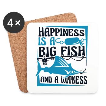 Le bonheur est un gros poisson et un témoin - Dessous de verre (lot de 4) - blanc - Devant