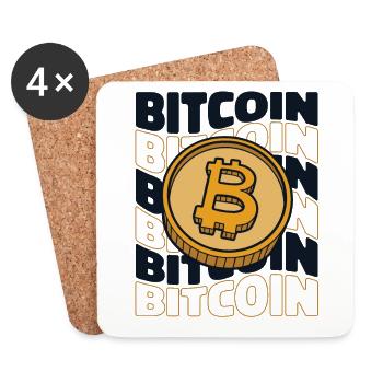 Bitcoin Text Crypto Kryptowährung Blockchain - Untersetzer (4er-Set) - Weiß - Vorne