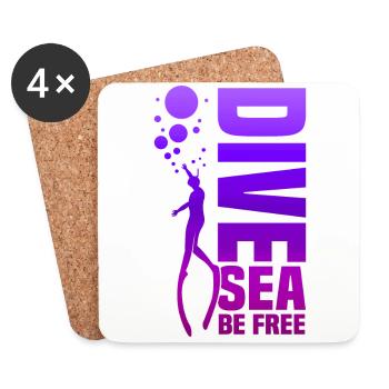 Tauchen, Apnoetauchen, Apnoe No Limit Freediving - Untersetzer (4er-Set) - Weiß - Vorne