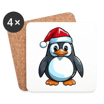 Pinguin Comic Weihnachten - Untersetzer (4er-Set) - Weiß - Vorne