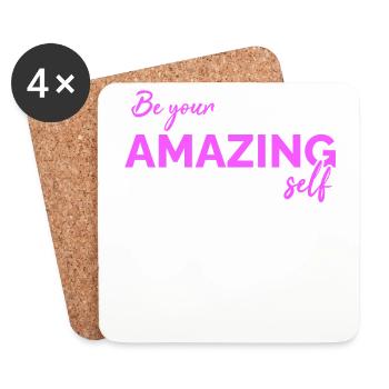 Be you! Selbstvertrauen, positiv Denken Motivation - Untersetzer (4er-Set) - Weiß - Vorne