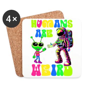 Alien, UFO, UAP, Space, Space Flying Object - Coasters (set of 4) - white - Front