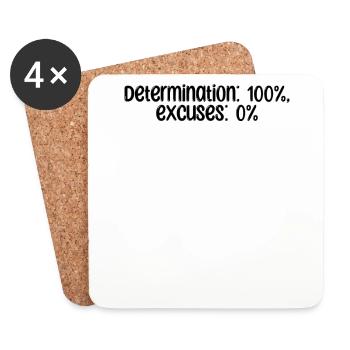 Fitness - Determination: 100%, excuses: 0% - Coasters (set of 4) - white - Front