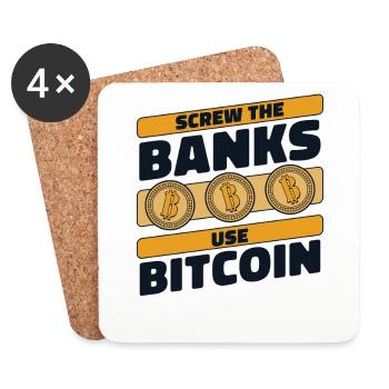 Les banques utilisent Bitcoin Crypto Crypto Crypto - Dessous de verre (lot de 4) - blanc - Devant