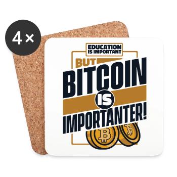 L’éducation est importante, mais le bitcoin est encore plus important - Dessous de verre (lot de 4) - blanc - Devant