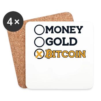 Money Gold Bitcoin Kryptowährung Blockchain - Untersetzer (4er-Set) - Weiß - Vorne