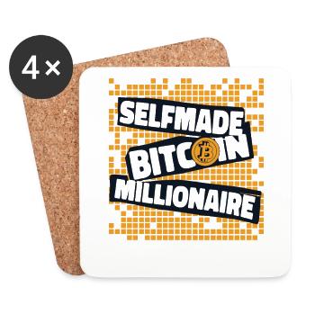 Selfmade Bitcoin Millionaire Blockchain Crypto - Untersetzer (4er-Set) - Weiß - Vorne