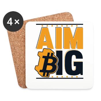 Aim Big Blockchain Crypto Kryptowährung Bitcoin - Untersetzer (4er-Set) - Weiß - Vorne