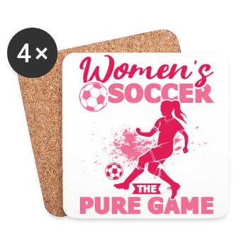 Frauenfußball, Fußball Frauen Soccer Damenfußball - Untersetzer (4er-Set) - Weiß - Vorne