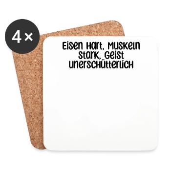 Fitness - Eisen hart, Muskeln stark, Geist - Untersetzer (4er-Set) - Weiß - Vorne