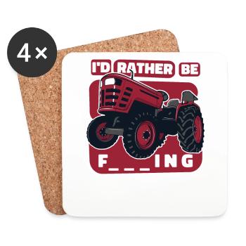 I'd rather be farming organic farmer farmer - Coasters (set of 4) - white - Front