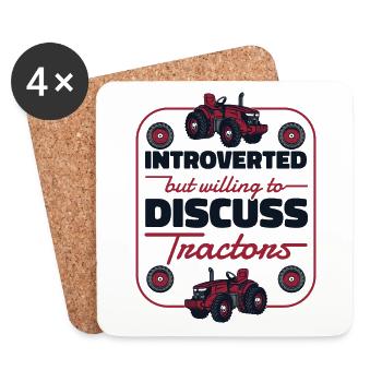 Introverti mais disposé à discuter des tracteurs Bauer - Dessous de verre (lot de 4) - blanc - Devant