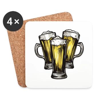 Bier Saufen Drinking - Untersetzer (4er-Set) - Weiß - Vorne