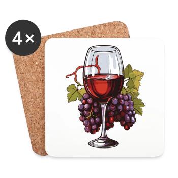 Wine Glass Grapes Wine - Coasters (set of 4) - white - Front
