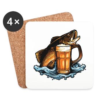 Fischen Bier Angeln - Untersetzer (4er-Set) - Weiß - Vorne