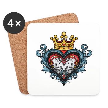 Coeur Symbole Couronne Amour - Dessous de verre (lot de 4) - blanc - Devant
