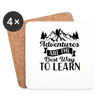 Adventures and Learn - Outdoor Traveling Hiking - Untersetzer (4er-Set) - Weiß - Vorne