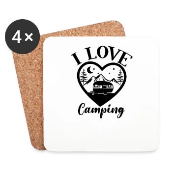 I love Camping - Outdoor Traveling Hiking Nature - Untersetzer (4er-Set) - Weiß - Vorne