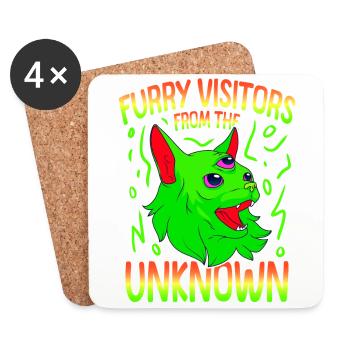 Katze Alien, UFO, UAP, Space, Weltraum Flugobjekt - Untersetzer (4er-Set) - Weiß - Vorne