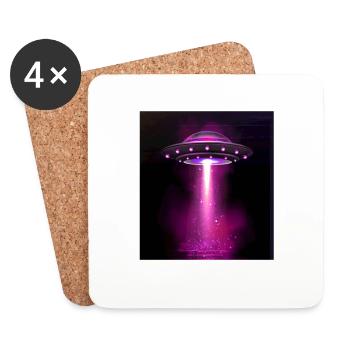 Alien, UFO, UAP, Space, Weltraum Flugobjekt - Untersetzer (4er-Set) - Weiß - Vorne