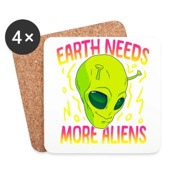 Alien, UFO, UAP, Space, Space Flying Object - Coasters (set of 4) - white - Front